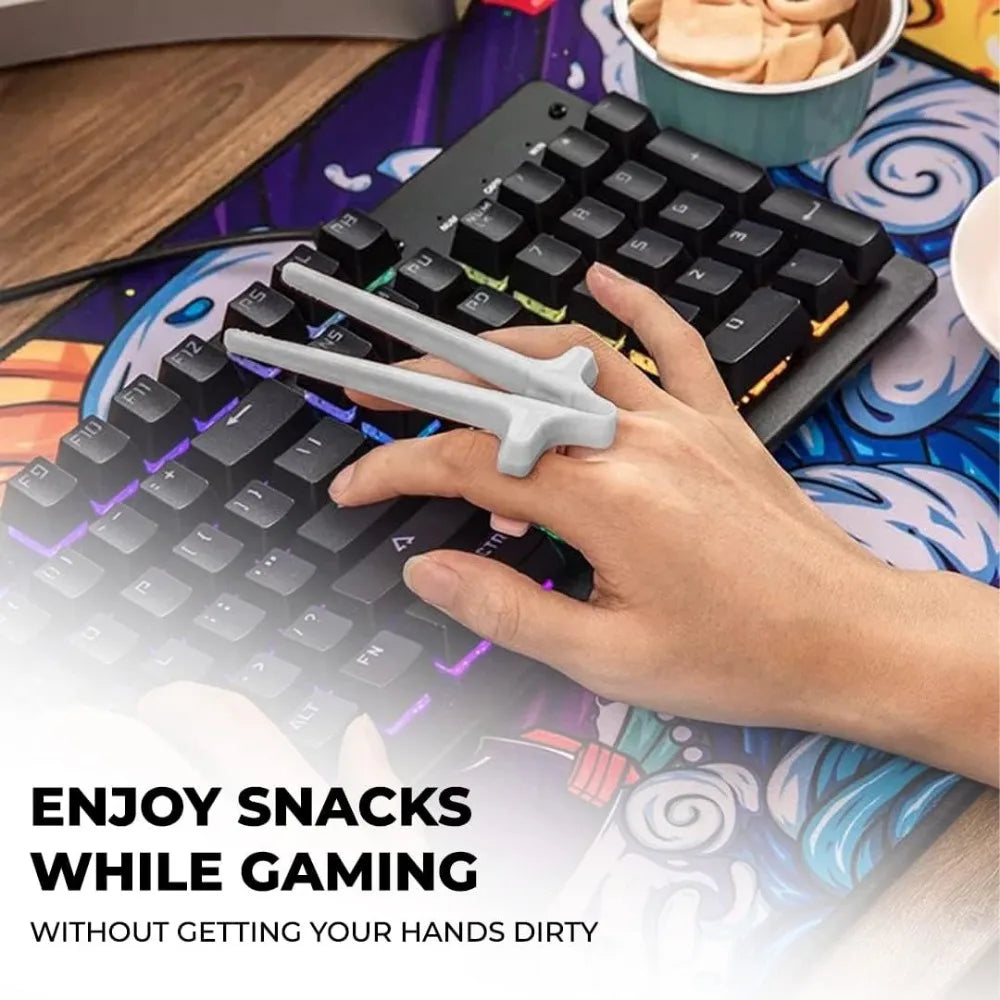 Finger Chopsticks for Snacking Multicolor Reusable Gamer Chopsticks, Snack Tongs, Chip Grabber Snack Chopsticks Snacking Tool