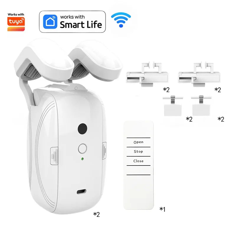 Smart Automatic Curtain Opener, Remote Control with App/Timer/Voice, with T/U/Rome Rod ,Wifi Bluetooth Automatic Light Sensor