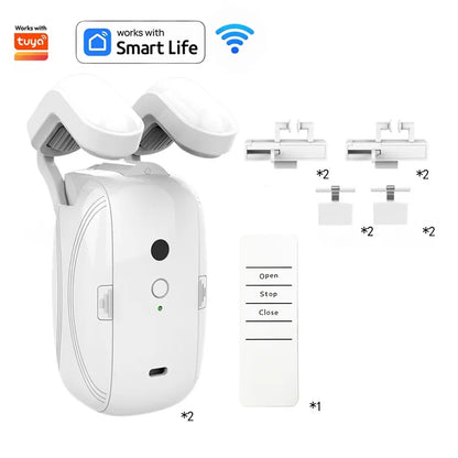 Smart Automatic Curtain Opener, Remote Control with App/Timer/Voice, with T/U/Rome Rod ,Wifi Bluetooth Automatic Light Sensor