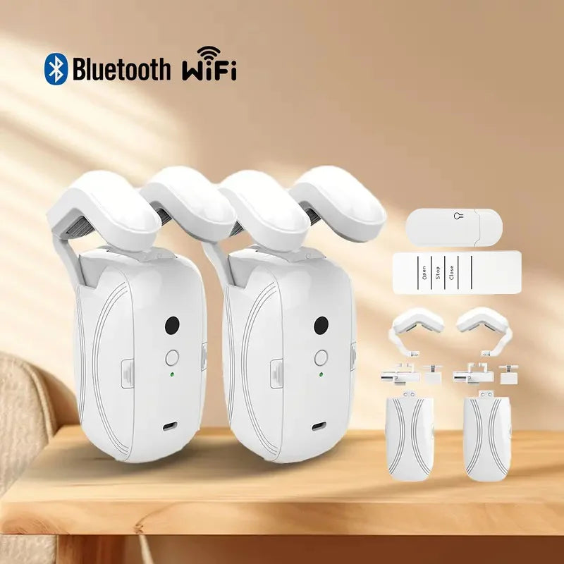 Smart Automatic Curtain Opener, Remote Control with App/Timer/Voice, with T/U/Rome Rod ,Wifi Bluetooth Automatic Light Sensor