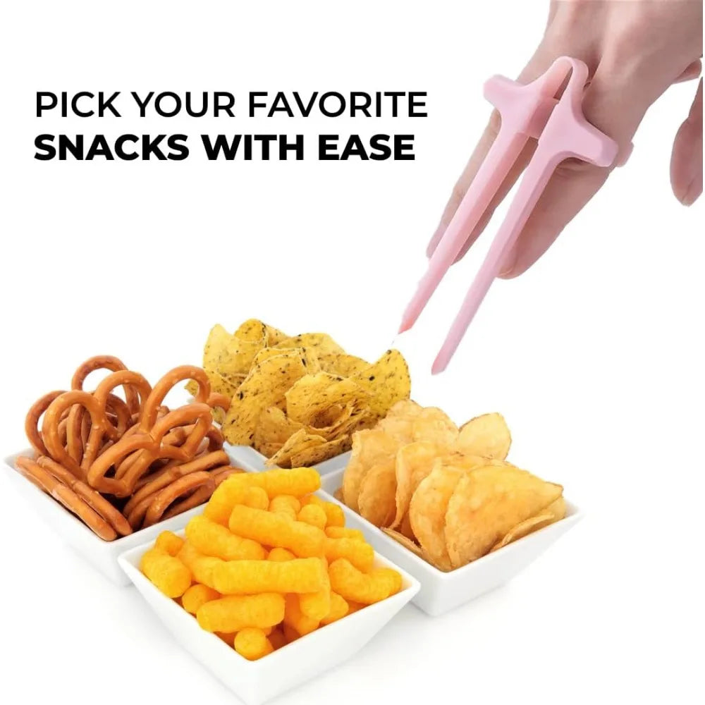 Finger Chopsticks for Snacking Multicolor Reusable Gamer Chopsticks, Snack Tongs, Chip Grabber Snack Chopsticks Snacking Tool