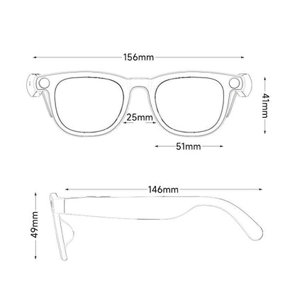 HIRO Smart AI Camera Glasses with 8MP Resolution Convenient Button Touch Adjustment for Travel Outdoor Adventures Hands-Free Photography 160+Languages Real-Time Translation Bluetooth Wireless Wearable Video Recording Christmas Gift