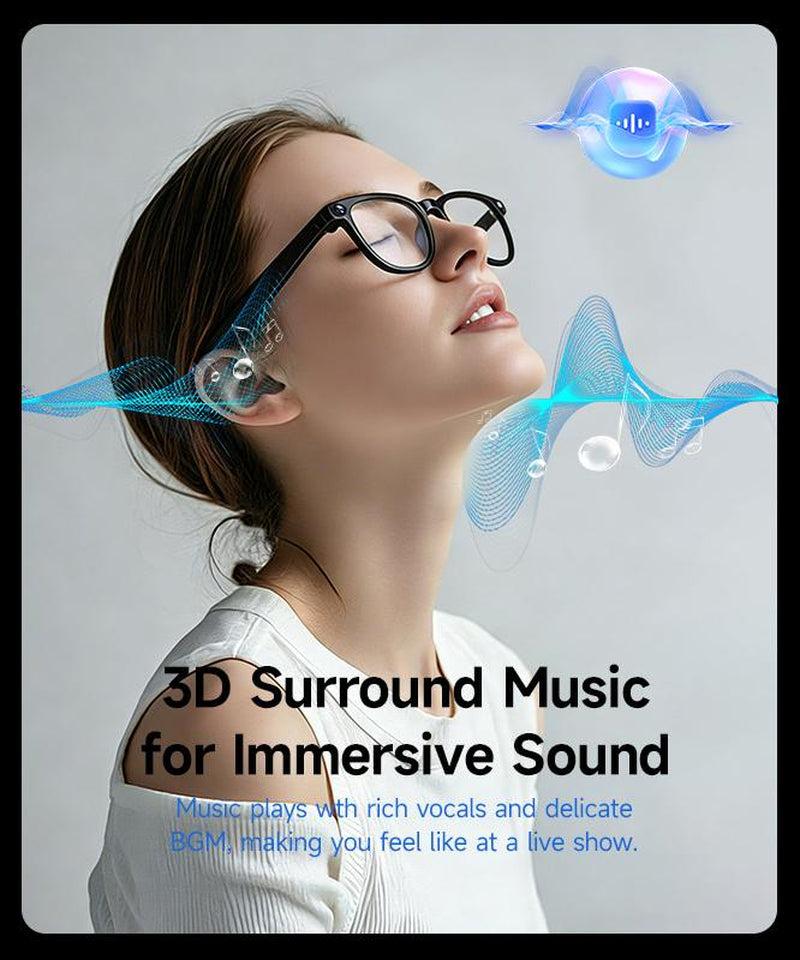 HIRO Smart AI Camera Glasses with 8MP Resolution Convenient Button Touch Adjustment for Travel Outdoor Adventures Hands-Free Photography 160+Languages Real-Time Translation Bluetooth Wireless Wearable Video Recording Christmas Gift